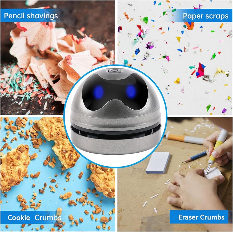 Hallocool Mini Desktop Vacuum Cleaner Mini Vacuum Cleaner for Desk Table Crumbs Vacuum Sweeper Rechargeable Keyboard Computer Vacuum Cleaner with Nozzle - Image 3